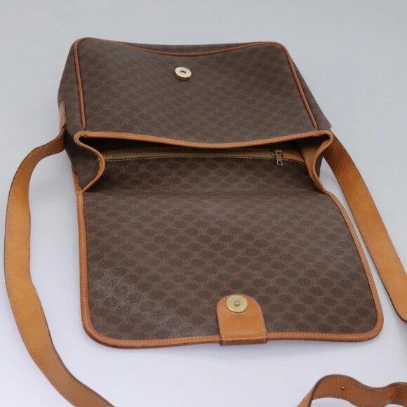 CELINE Macadam Canvas Shoulder Bag PVC Leather Brown Gold Auth BD871 - Picture 12 of 16